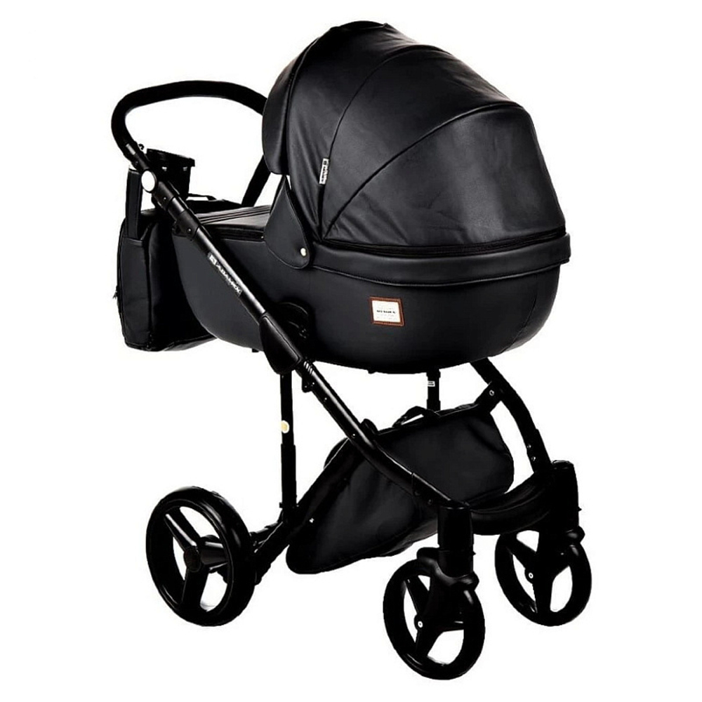 Детская коляска Adamex Luciano Deluxe 2 в 1 61S (ЧЕРНАЯ 100% КОЖА)