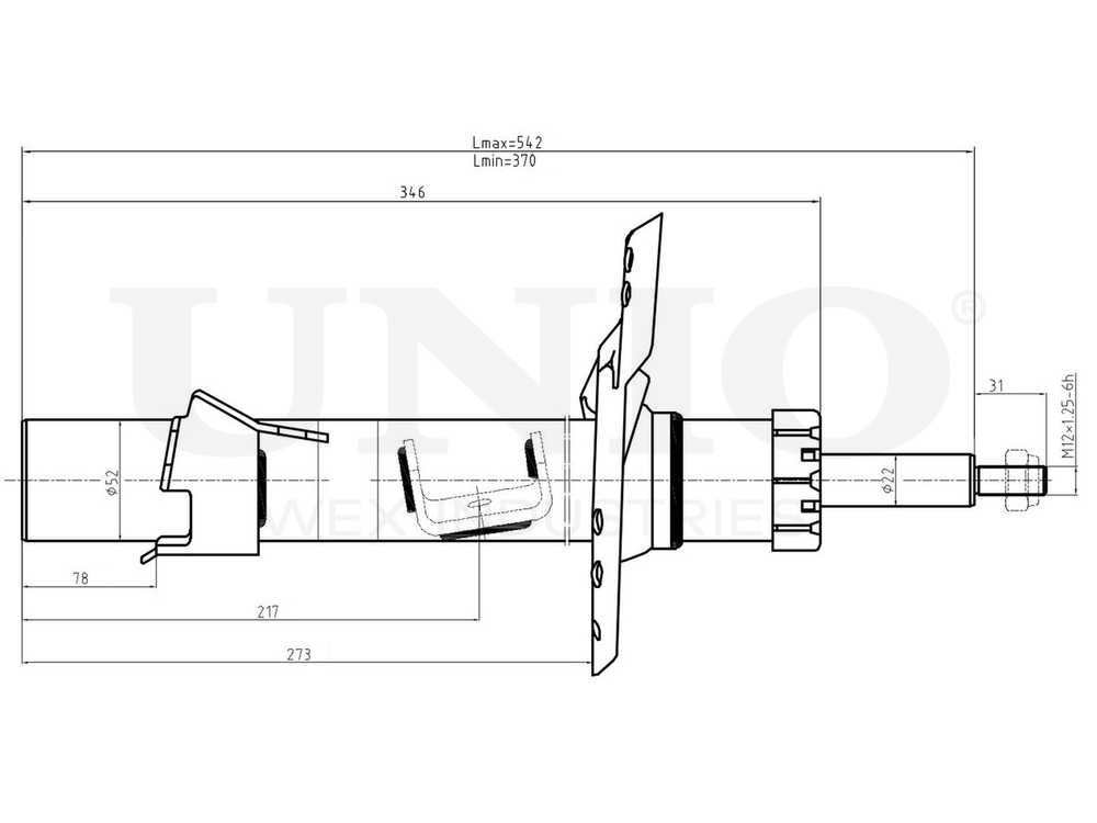 Амортизатор газовый передней подвески правый UNIO SAB-10055