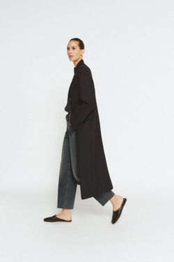 ZARA ПАЛЬТО-СЮРТУК ИЗ СМЕСОВОЙ ШЕРСТИ — ZW COLLECTION LIMITED EDITION, КОРИЧНЕВЫЙ