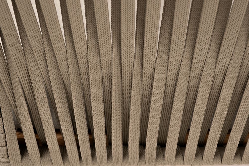 "Мальорка" кресло плетеное из роупа, основание дуб, роуп серо-коричневый 23мм, ткань бежевая 15052