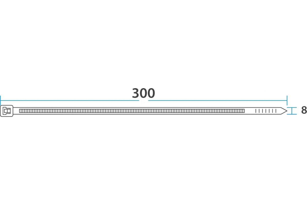 Нейлоновая многоразовая стяжка REXANT 300x7,5мм, белая 100 шт/уп 07-0309