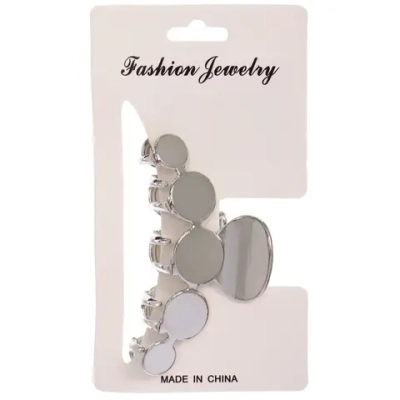 Заколка - краб для волос на блистере «PREMIUM», сефора, цвет серебро и золото, 6см