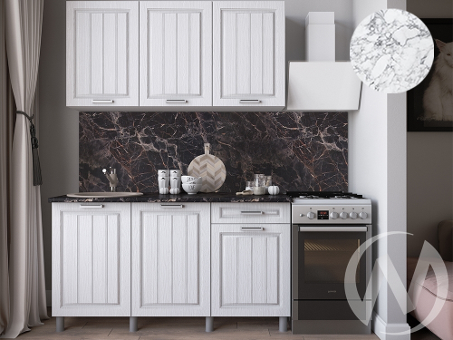 Кухня Лаура 1.5м (корпус белый/клен белый) 38мм мрамор итальянский