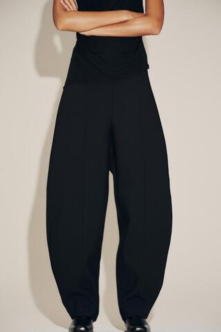 ZARA БРЮКИ-БАНАНЫ С ВЫСОКОЙ ПОСАДКОЙ, ЧЕРНЫЙ