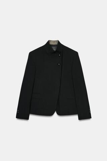 ZARA БЛЕЙЗЕР С ВОРОТНИКОМ-СТОЙКОЙ И ПУГОВИЦАМИ — ZW COLLECTION, ЧЕРНЫЙ