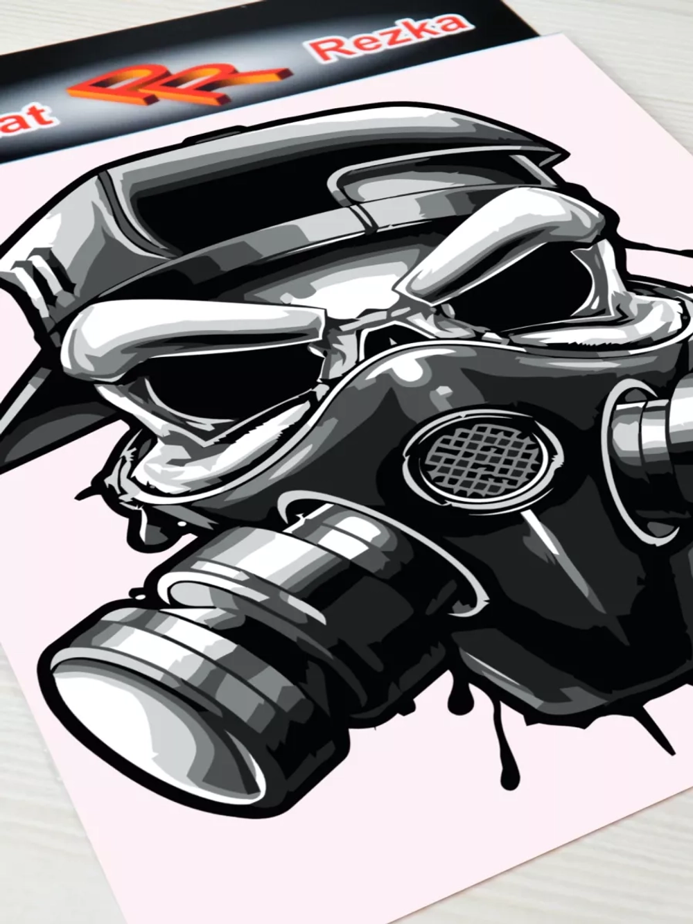 Наклейка - Череп в респираторе