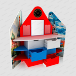 Патриотический уголок ТРИКОЛОР с часами, карманами и магнитной доской