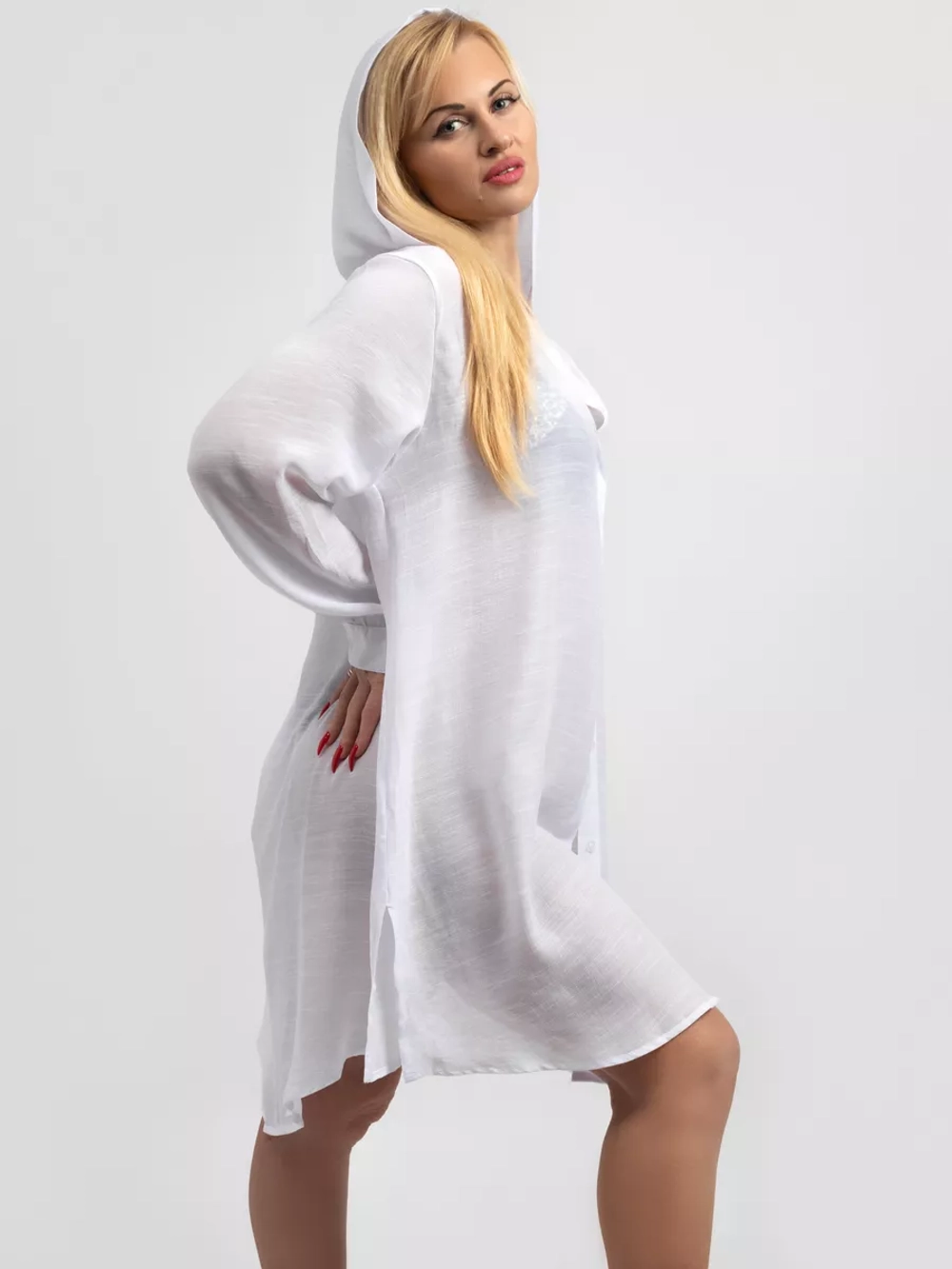 туника с капюшоном пляжная рубашка удлиненная