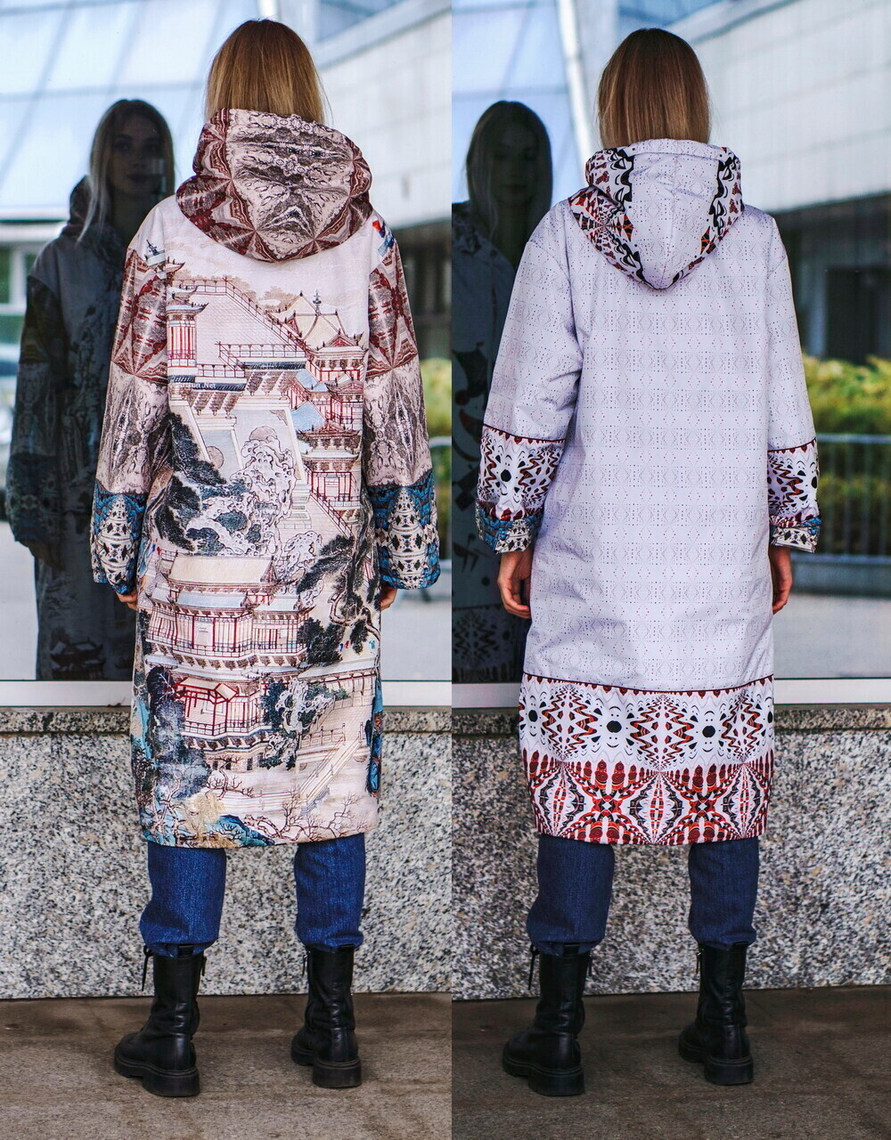 Двустороннее пальто-парка