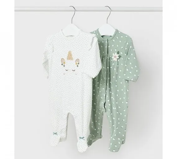 Комбинезон для девочки Mayoral Newborn Единорог Зеленый, 2 шт.