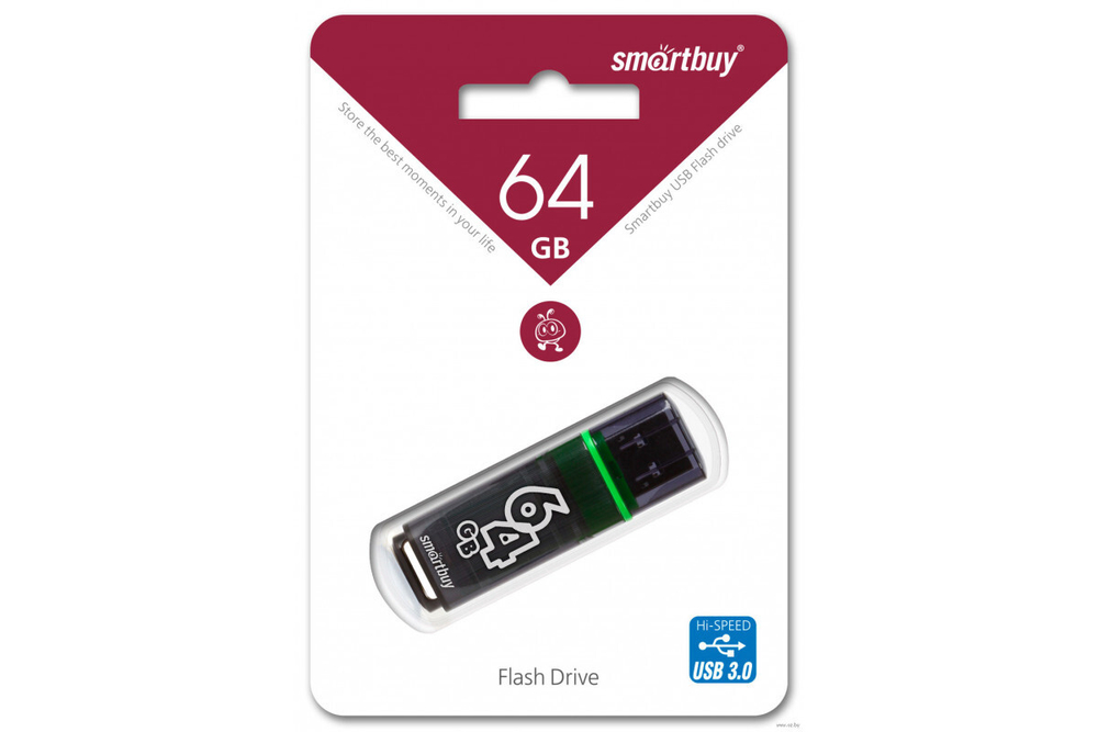 Флеш-накопитель Smartbuy Glossy series 64GB Dark Grey, темно-серый