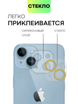 Стекло на камеру BROSCORP для Apple iPhone 14;Apple iPhone 14 Plus (арт. IP14-SHINE-CAM-GLASS-GOLD)