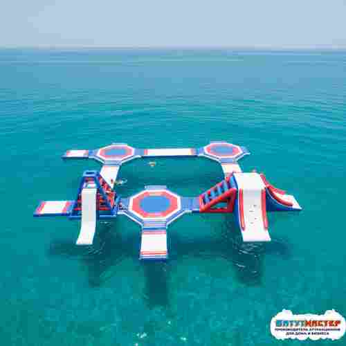 Коммерческий надувной аквапарк на воде «Гидро модуль» 24×21×5 м