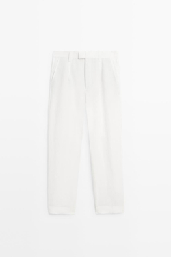 Massimo Dutti Брюки из 100% льна с вытачками, белый
