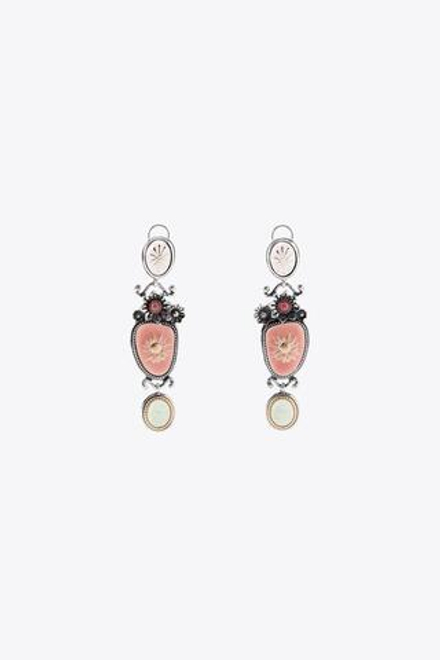 ZARA СЕРЬГИ С ЦВЕТАМИ И КАМНЯМИ, РОЗОВЫЙ