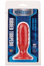 Красная ребристая пробочка из силикона MENZSTUFF RIBBED TORPEDO PLUG - 10 см. (Цвет: красный)