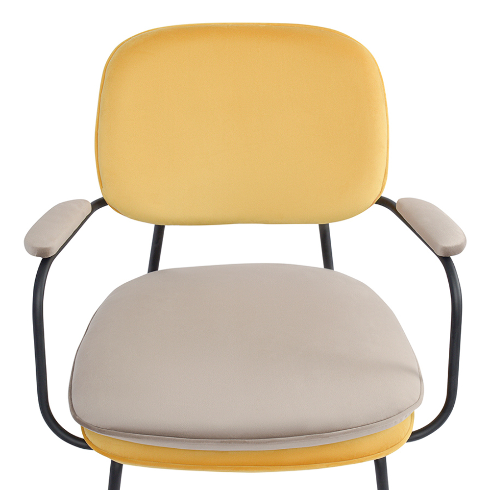 Стул с подлокотниками Pea, велюр, желтый/бежевый