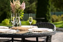 "Дольче" обеденная группа из искусственного ротанга, цвет графит