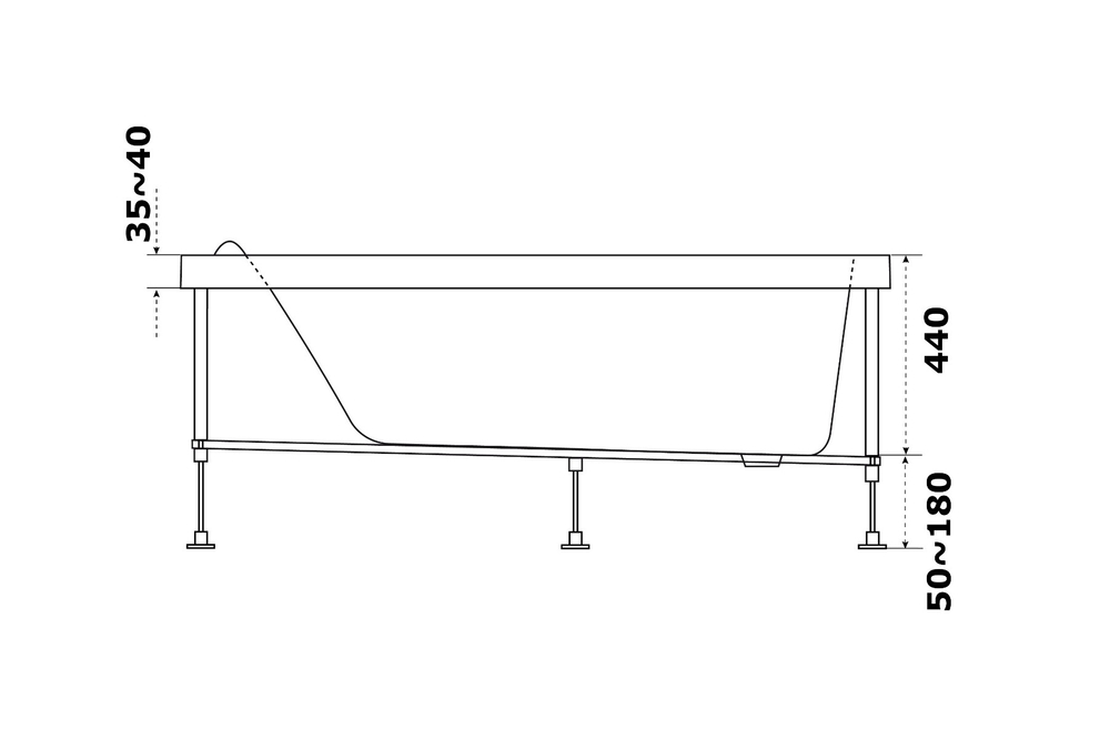 Акриловая ванна Bas (Бас) Нормана 150х75, с каркасом