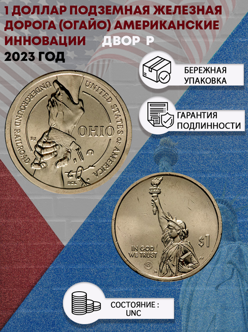 1 доллар 2023 года Подземная железная дорога (Огайо) Американские инновации (Двор Р)