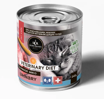 Влажный корм консервы для кошек Секрет (Secret Premium) Urinary 0,24кг мясо птицы для профилактики мочекаменной болезни. 12 упаковок