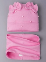 Шапка для девочки на осень с бусинами и снуд