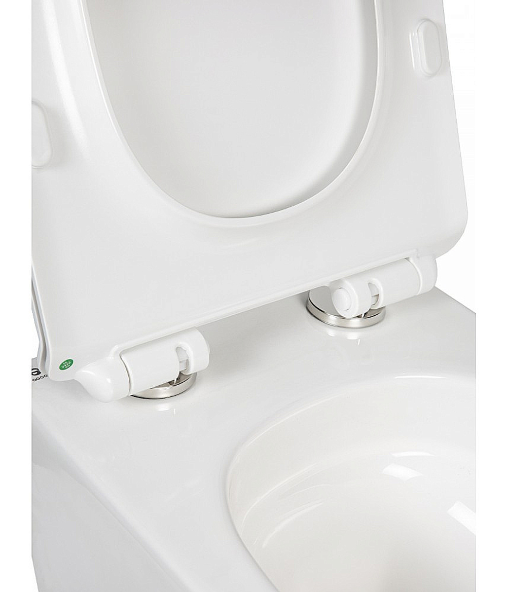 Унита з подвесной Agger ATI09150L+APB188 безободковый, с инсталляцией, смыв торнадо, с крышкой микролифт, белый глянцевый/кнопка белая глянцевая
