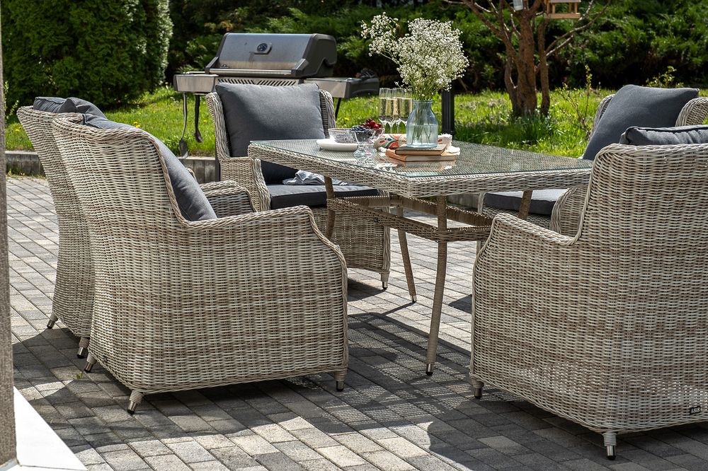 "Неаполь" обеденная группа плетеная из искусственного ротанга, цвет бежевый