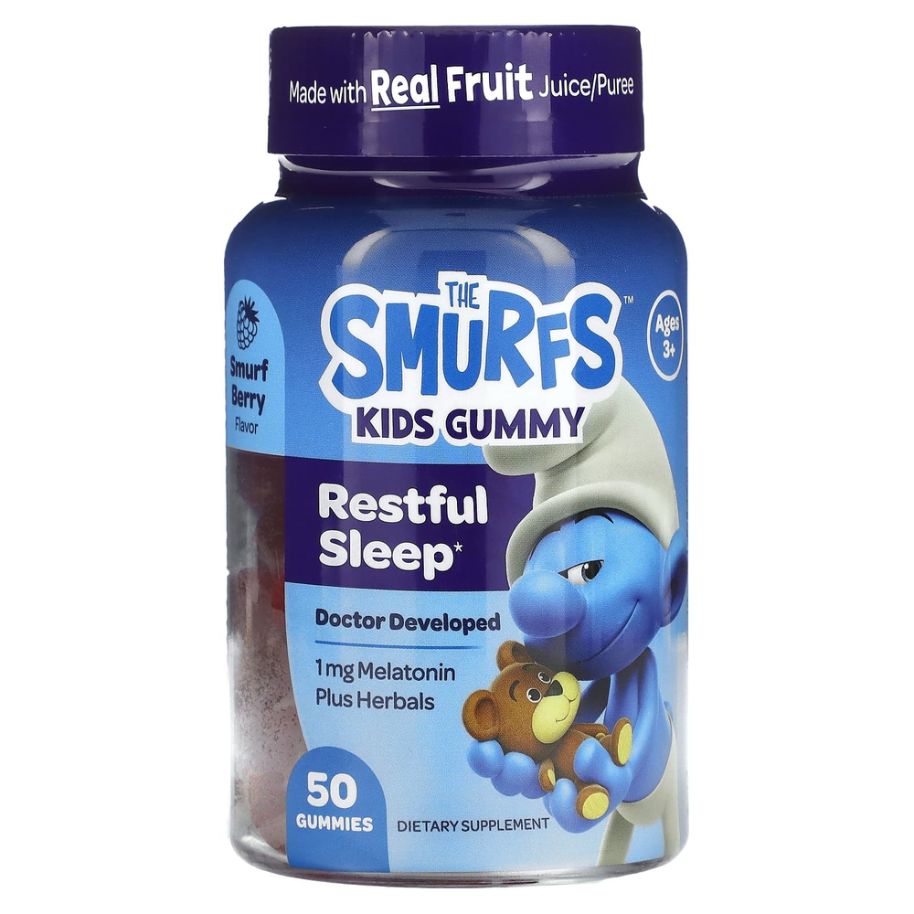 The Smurfs, добавка для спокойного сна, для детей от 3 лет, ягодный вкус, 50 жевательных таблеток