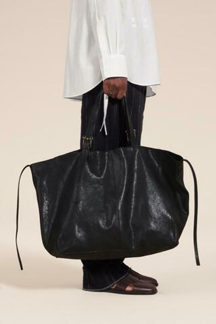 ZARA КОЖАНАЯ СУМКА XL SHOPPER, ЧЕРНЫЙ