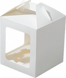 Коробка для кулича с окном ForGenika 16 х 16 х 18 см, белая с ложементом