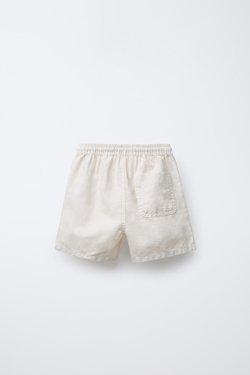 ZARA ШОРТЫ-БЕРМУДЫ ИЗО ЛЬНА И ХЛОПКА, ЭКРЮ