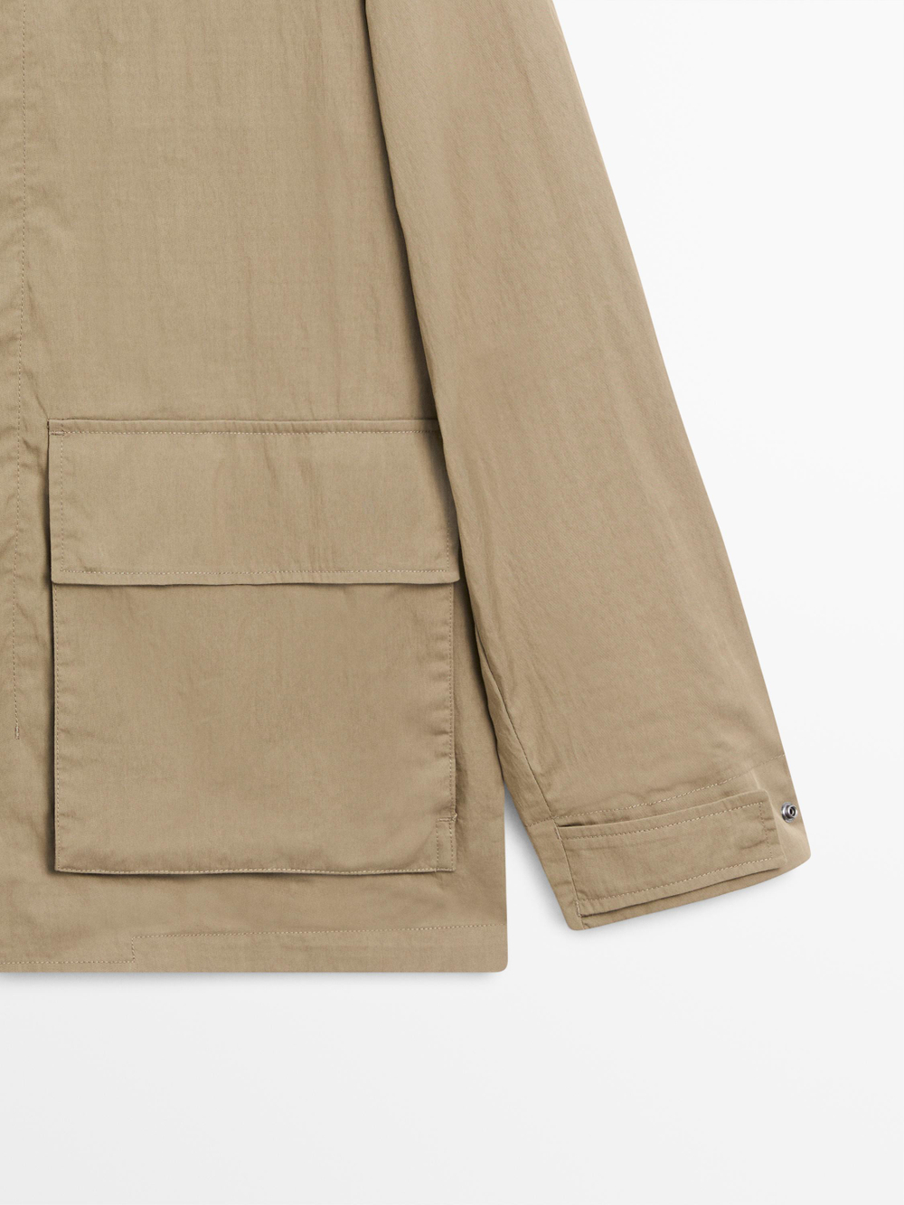 Massimo Dutti Парка из смесового хлопка с карманами, бежевый