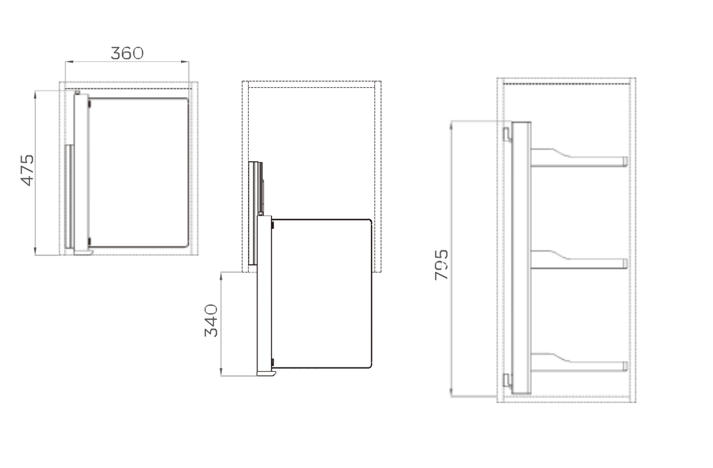 Выдвижной модуль с полками СЕРИЯ B (Морская волна)