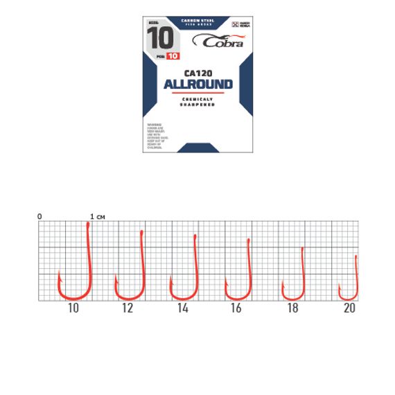 Крючки Cobra ALLROUND CA120  №10, 10 шт.