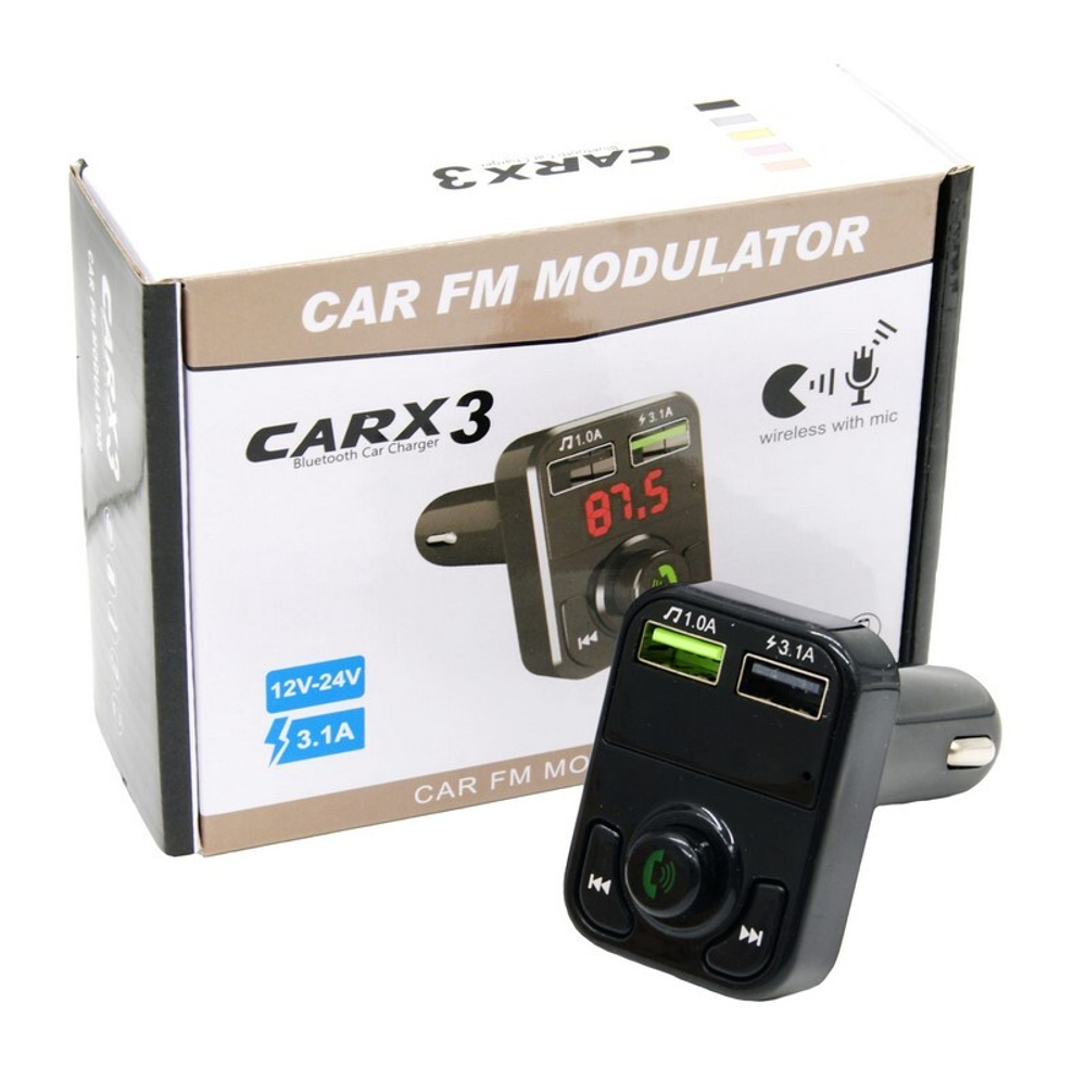 Автомобильный FM-трансмиттер CARX3 Bluetooth (черный)