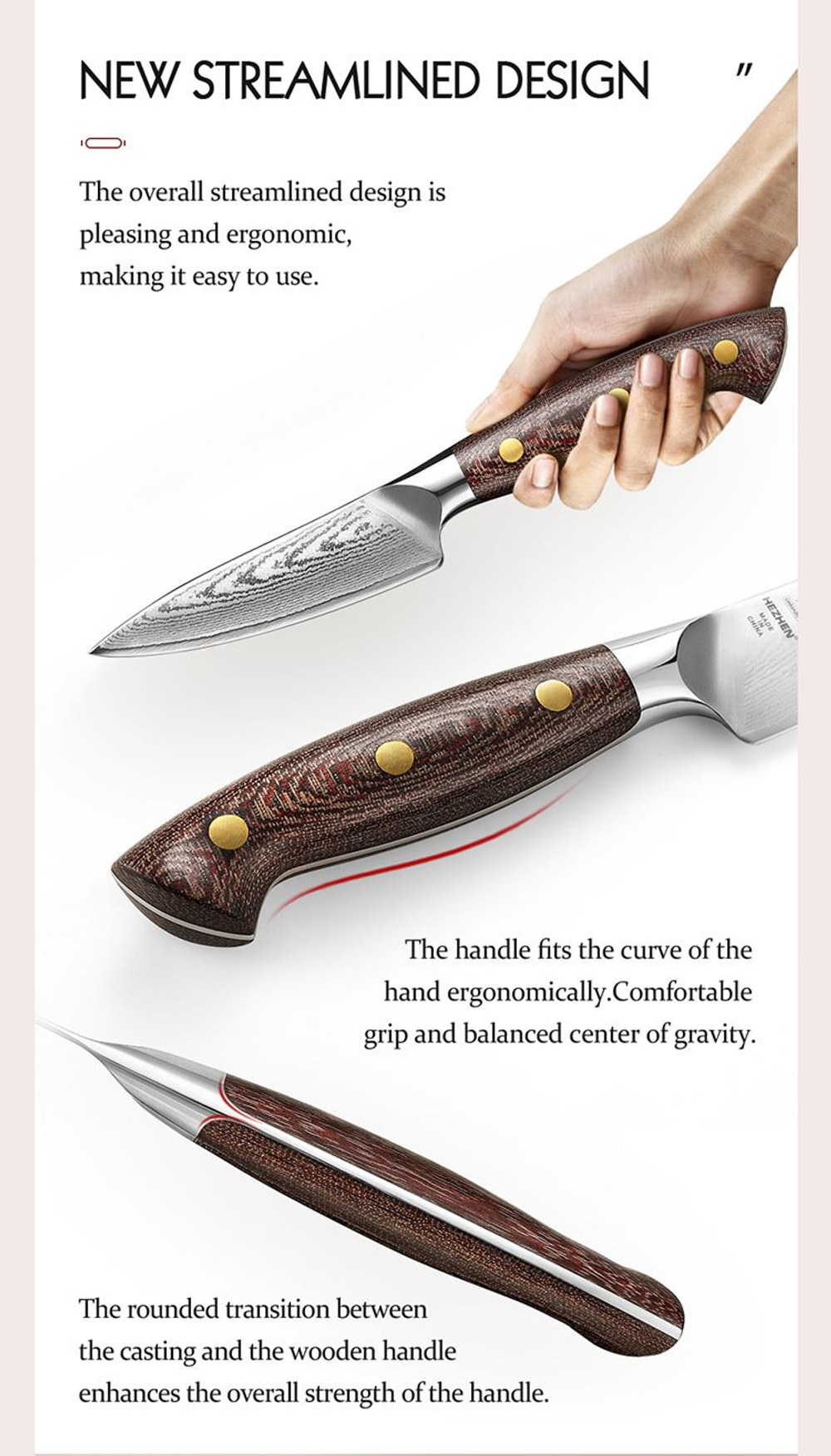 Кухонный нож Hezhen X02M Paring нож 4 дюйма клинок 67 Layers Damascus рукоять микарта, длина лезвия 11 см