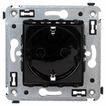 Розетка в стену, 2P+E, с з/ш, "Avanti", "Черный квадрат"