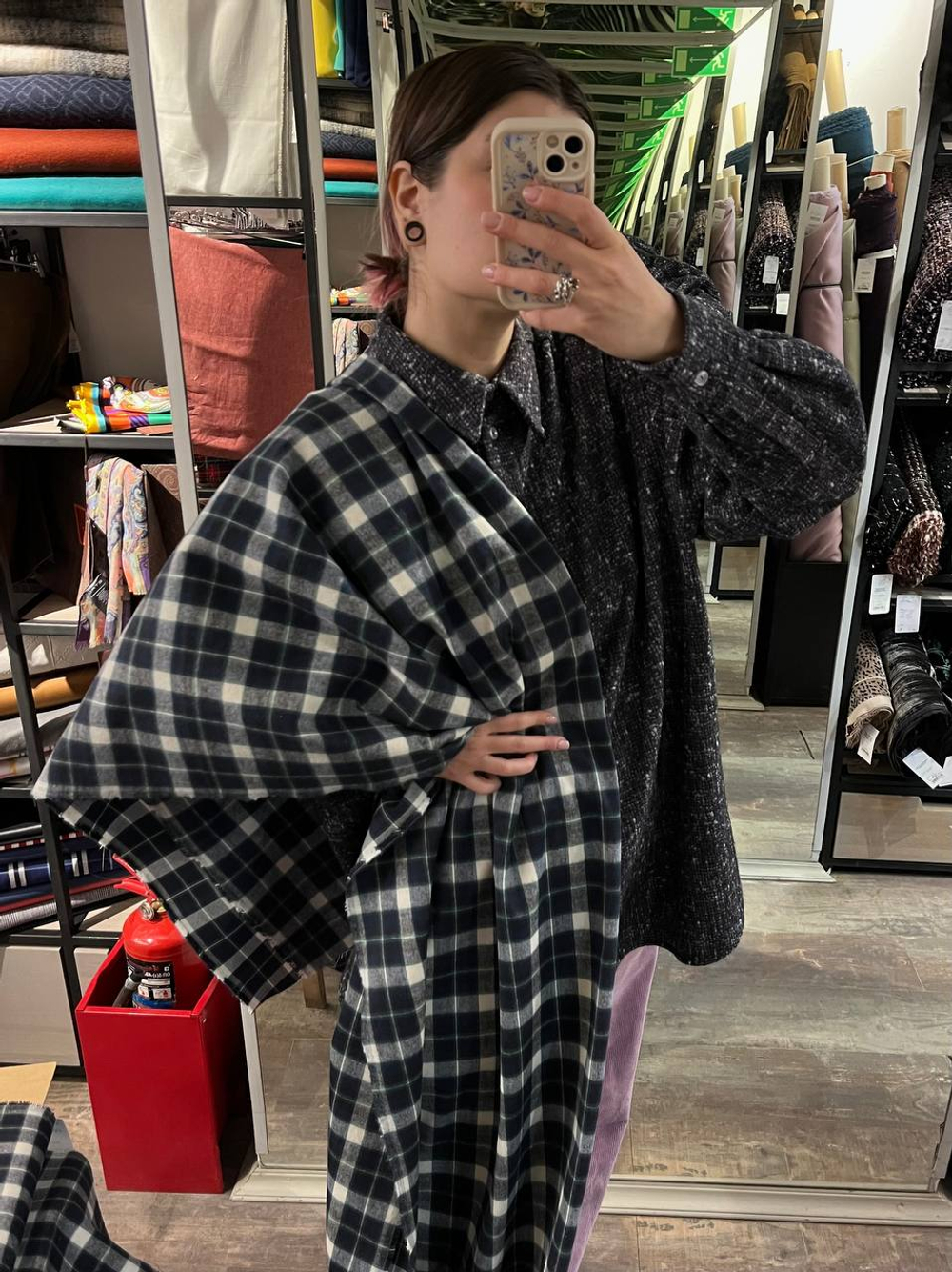 Хлопок фланель в сине-зеленую клетку