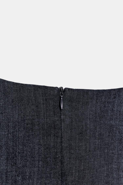 ZARA ДЖИНСОВОЕ МИНИ-ПЛАТЬЕ Z1975 С ПЫШНЫМИ РУКАВАМИ, СИНИЙ