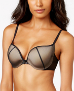 Черный бюстгальтер пуш-ап с сеткой поверх чашек (Размер: 80D) (Цвет: черный)