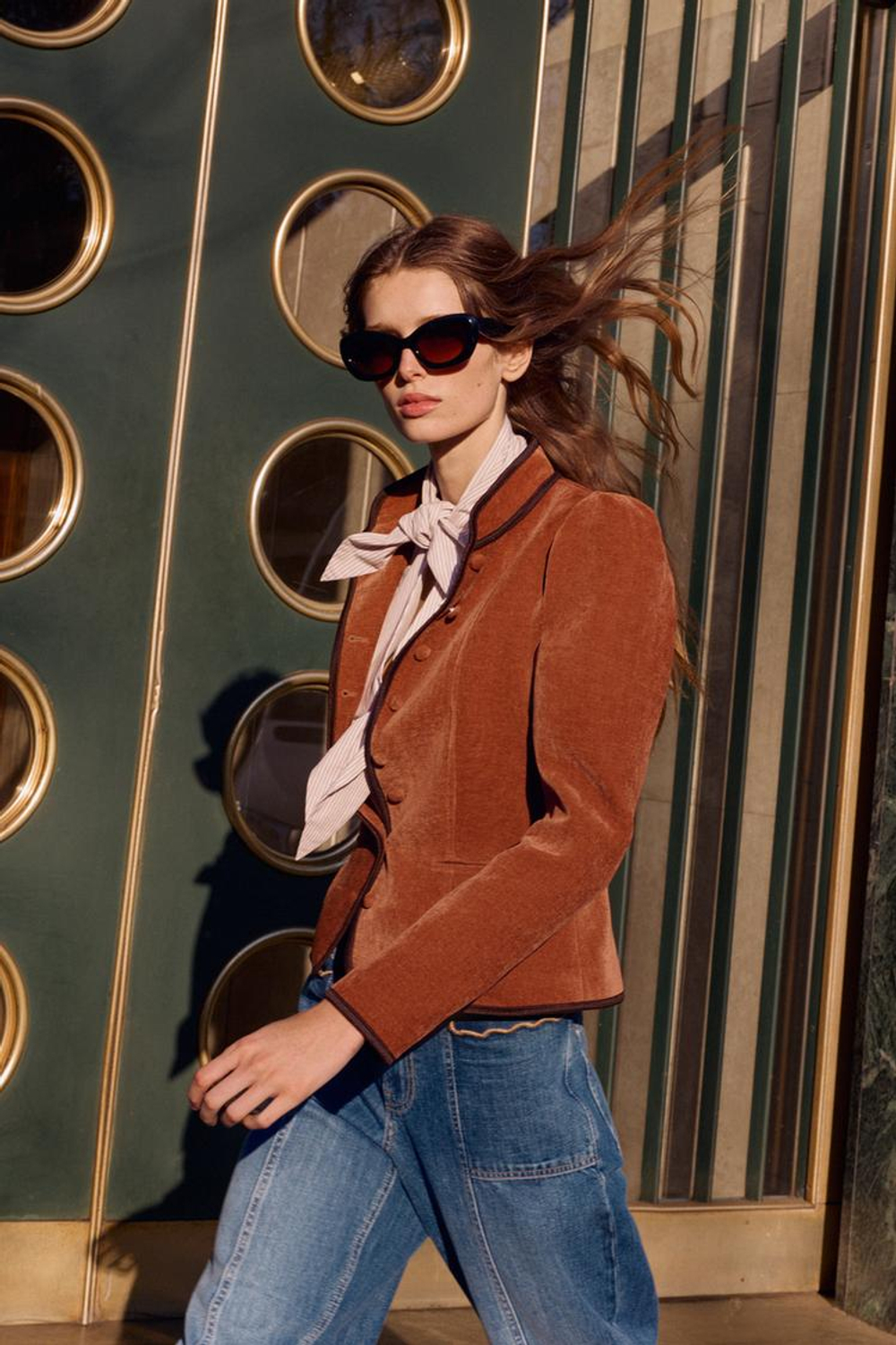 ZARA БЛЕЙЗЕР С КОНТРАСТНЫМИ КАНТАМИ, ЦВЕТ ЖЖЕНОГО АПЕЛЬСИНА