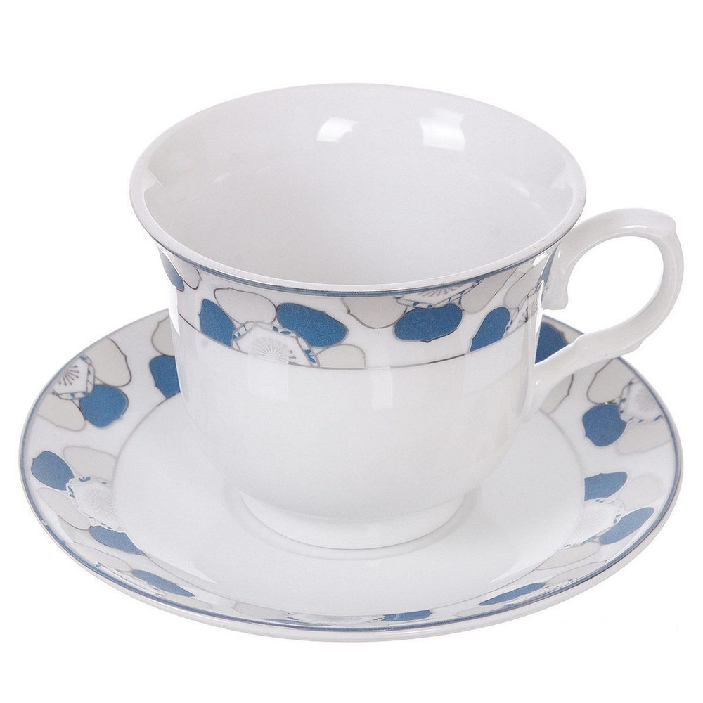 Набор чайный керам, 12 пр, 6 перс, 230 мл, металл подставка, Мечта, KYT13-GA1613SB