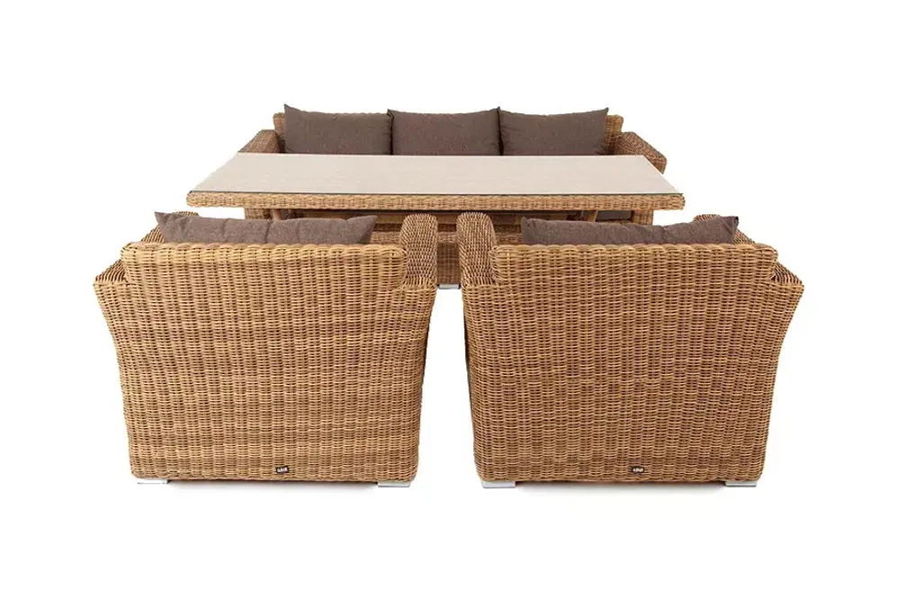 "Моккачино" обеденная группа из искусственного ротанга, цвет соломенный