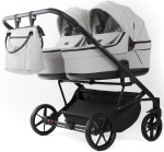 Детская коляска для двойни Adamex Leo Duo Deluxe 2 в 1 DUO-SA3 (СВ.СЕРАЯ КОЖА)