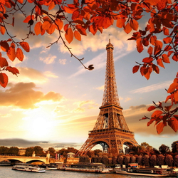 Фото на стекле "Осенний Париж" Декор для дома, подарок