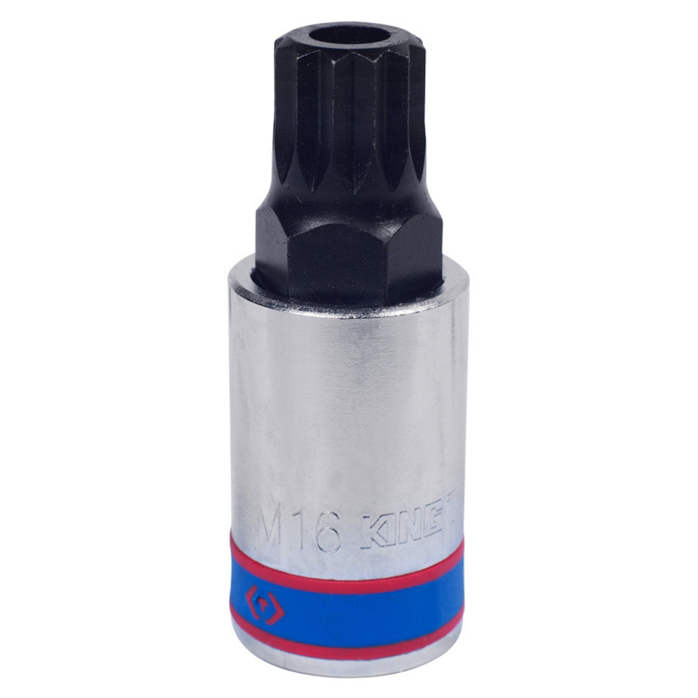 KING TONY (402B16) Насадка (бита) торцевая 1/2", L = 66 мм, SPLINE с отверстием, M16