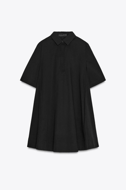 ZARA КОРОТКОЕ ПЛАТЬЕ ИЗ ПОПЛИНА — ZW COLLECTION, ЧЕРНЫЙ