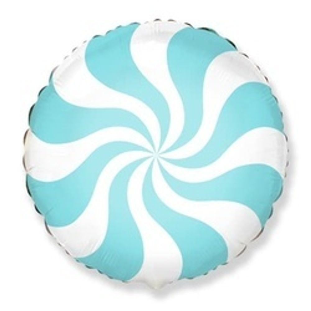 Шар (18"/46 см) Круг, Леденец, Голубой 1 шт.