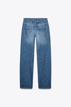 ZARA ДЖИНСЫ TRF BAGGY С ПРЯМЫМИ ШТАНИНАМИ И СРЕДНЕЙ ПОСАДКОЙ, МОРСКОЙ СИНИЙ